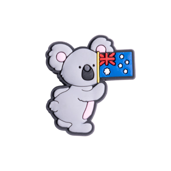 Koala Holding Australian Flag Shoe Charm